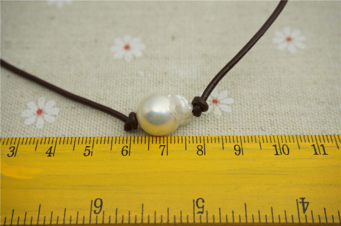 Huge Pearl Necklaceleather Pearl Choker Pearl Leather Etsy