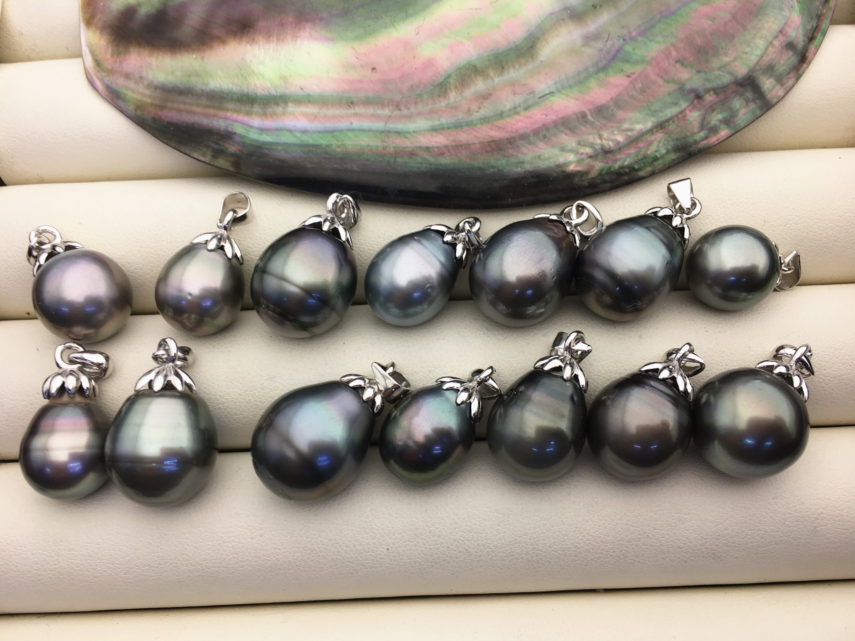 AAAA Luster 10-11mm Real Natural Tahitian Round Black Pearl Necklace 14-36  Inch