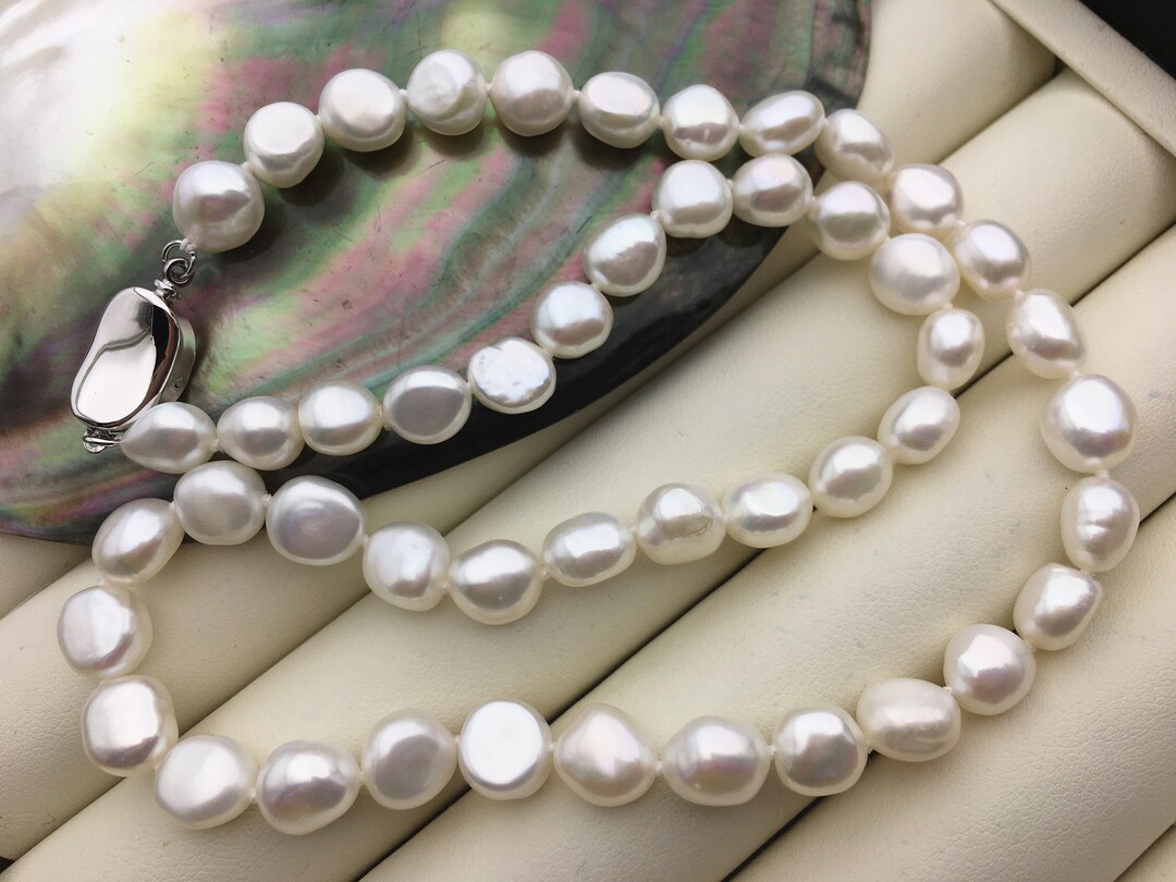 【HYERES LOR】24FW★ H edition SL WH Pearl Bead Necklace 4mm Rare 10-12mm Large Crystal High-luster Freshwater Pearls, 18
