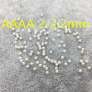 5pcs AAAA 2-2.2mm white round seed freshwater pearls,no hole,tiny pearl supply,good quality,through hole,RP2-4A-1