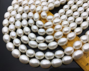 AAA 9-9.5mm*10-11mm white oval rice freshwater pearls,Cultured white freshwater pearls beads,pearl wholesale,LR9-3A-91