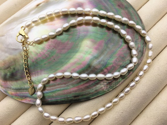 Perle D'acqua Dolce A Grana Di Riso - 8x7 Mm - Grado A Bianco X35cm - Foto 10