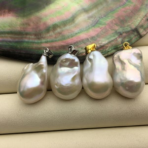 1pc AAA/AA 14-15x20-25mm big white baroque pearl pendant necklace,S925 Sterling silver pendant,NC1-073 image 3