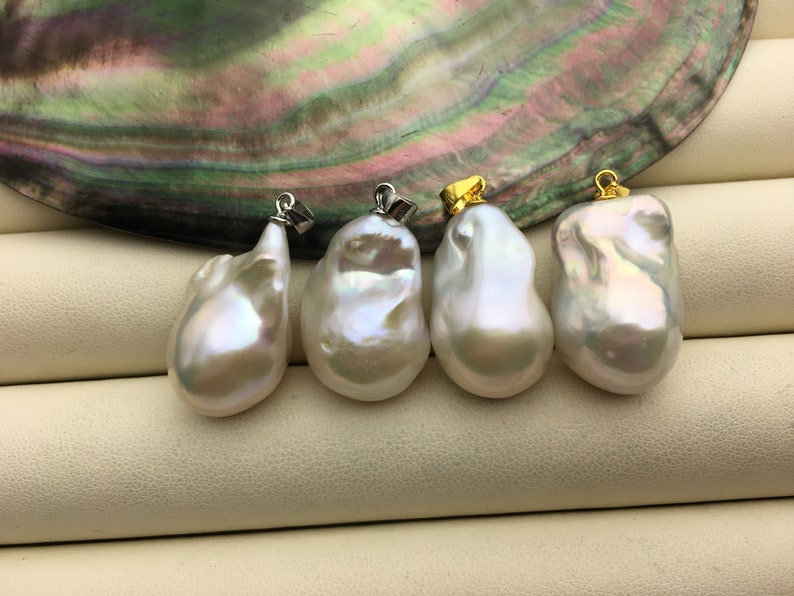 1pc AAA/AA 14-15x20-25mm big white baroque pearl pendant necklace,S925 Sterling silver pendant,NC1-073 image 3