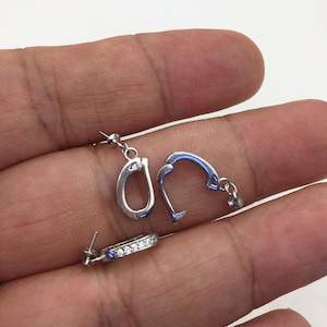 2 ganchos colgantes de plata de ley S925 con circonita cúbica de 6,5*13 mm, para colgantes, para bricolaje, venta al por mayor, ASL-P-020 imagen 1