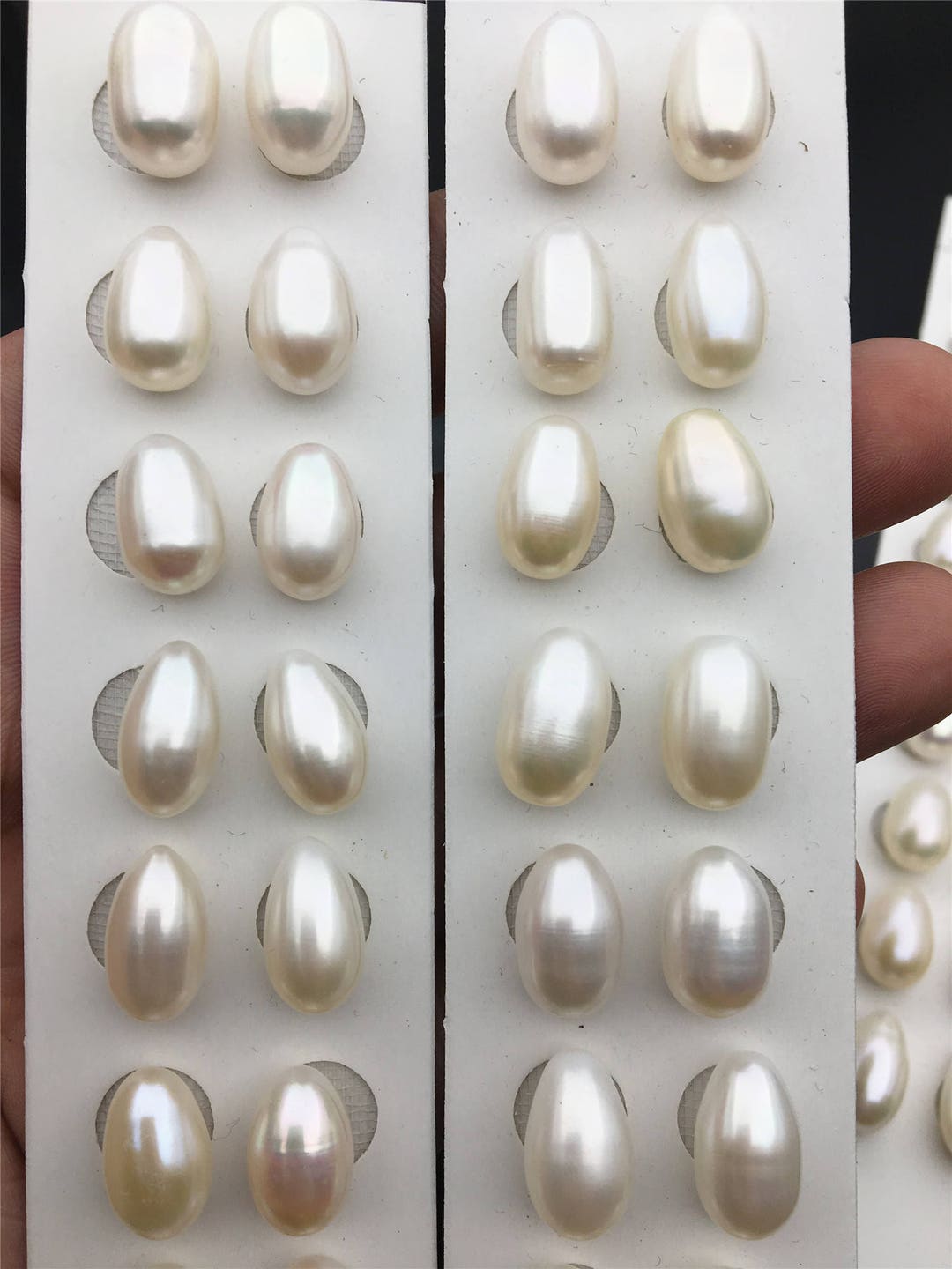 AAA 8.5-9.5x11.5-13.5mm White LONG Rice Freshwater Pearls,dangle Pearl ...