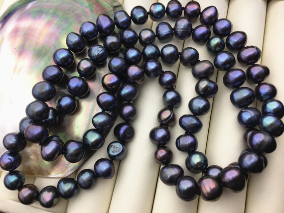 34 AA 9 10mm Blue Green Potato Freshwater Pearl Necklace black Pearl Necklace npn1 159 Etsy Canada