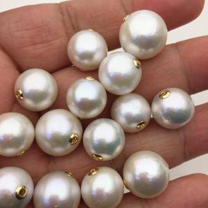 1pc AA+ 11-16mm 18k solid gold White Round Edison Pearl Pendant,NC1-015