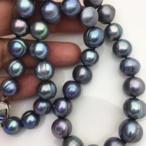 Collier Perles De Culture Naturelles D'eau Douce – Rocaille Noire, Bon état