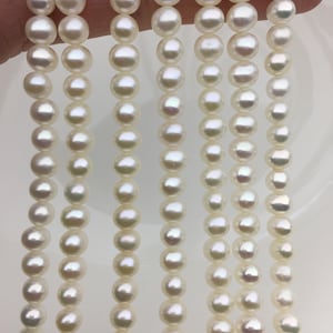 AAA 5-6mm white near round freshwater pearls,white freshwater round loose pearl wholesale,RP5-3A-2 image 2