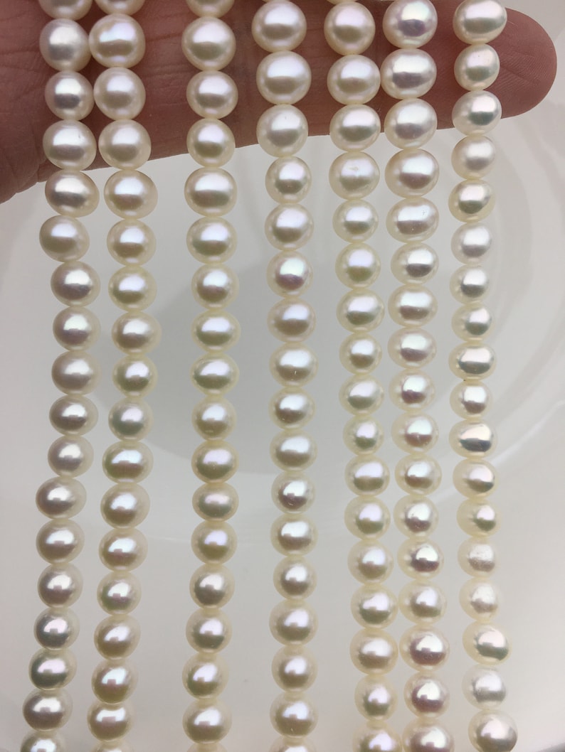 AAA 5-6mm white near round freshwater pearls,white freshwater round loose pearl wholesale,RP5-3A-2 image 2