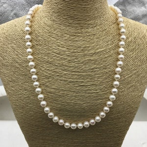 18.5'' AA+ 6.4-7.2mm white round freshwater pearl Necklace,NPN1-088