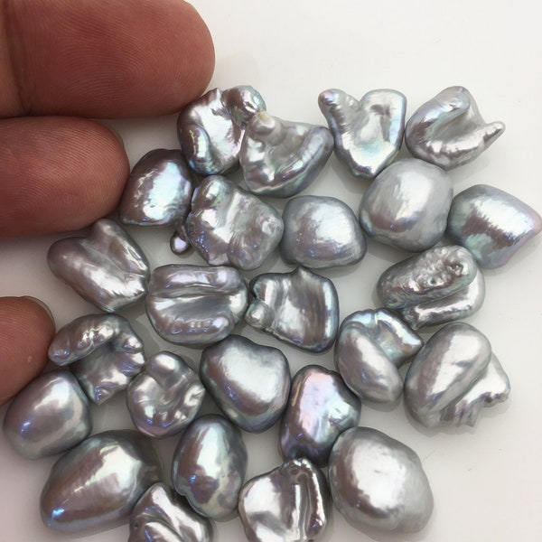 10 pièces AAA 10-12mm bol gris perles d'eau douce Keshi, pas de trou, ZS-127-3