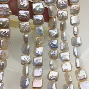 High Luster!AA+ 11-12mm light purple square Shape Freshwater Pearl,Ellipse pearl,ZS-113-7