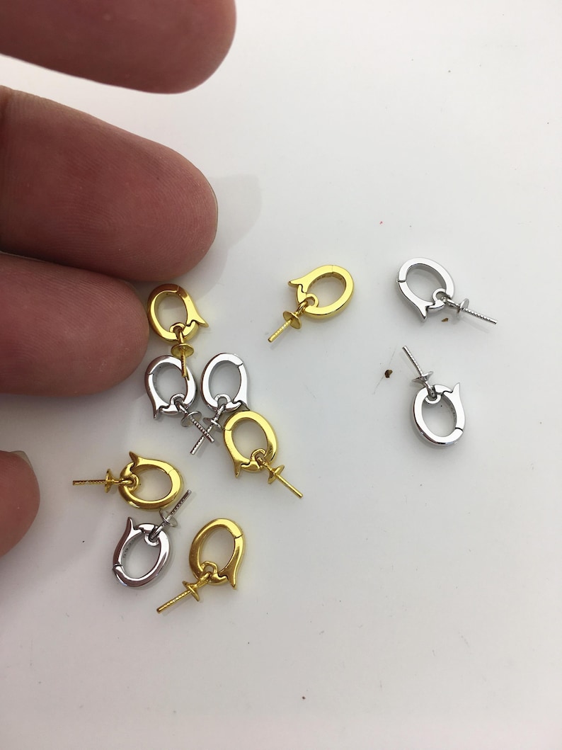 Pu&ograve; includere: Una collezione di chiusure per gioielli color oro e argento. Le chiusure sono piccole, con una forma arrotondata e un perno per il fissaggio ai gioielli. Le chiusure sono progettate per fissare collane o bracciali.
