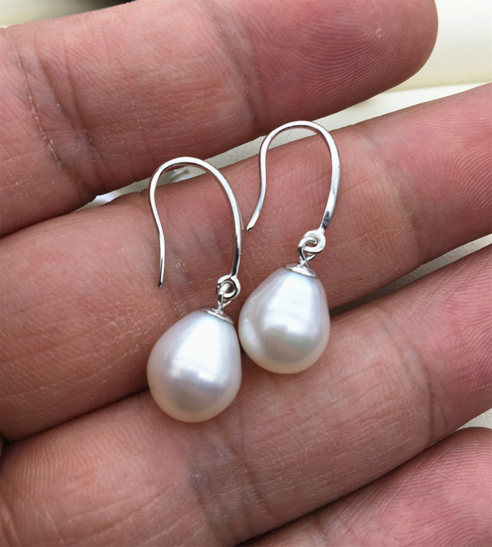 Natural Freshwater 9mm Pearl 4 color choices Dangling Drop Silver 925 Earrings Natural Freshwater 9mm Pearl 4 color choices Dangling Drop Silver 925 Earrings