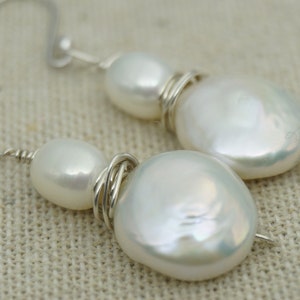 Hand made Fresh Water pearl dangle earrings,Sterling Silver,wedding earring,bridal,birthday,graduation,SE3-184