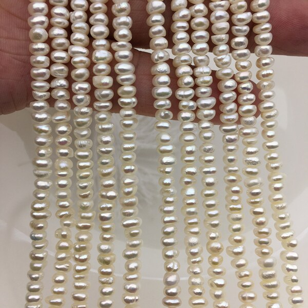 AA+ 4.5-5mm tiny White button round potato freshwater pearls,Rondelle pearl Beads,white freshwater pearl,loose strands,SM4-2A-1