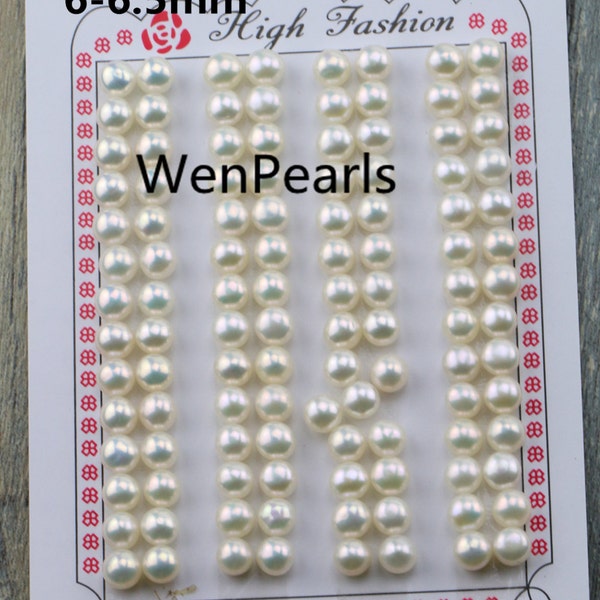 AAA 5.8-6.5mm white/pink/purple/gray/black button round freshwater pearl pair,for make stud earring pearl,BTN6-4A-1-1