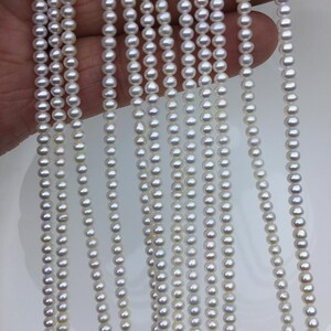 AAA 3-3.5 mm winziger weißer Knopf rund Süßwasserperlen, Kernperle, Rondell Perlen, SM3-3A-31 Bild 5
