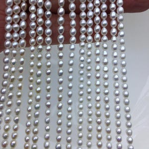 AAA 3.5-4x4-5mm white rice pearls,full strand,oval loose pearl beads,diy pearl,genuine pearl,Cultured pearl,diy pearl beads,LR3-3A-33