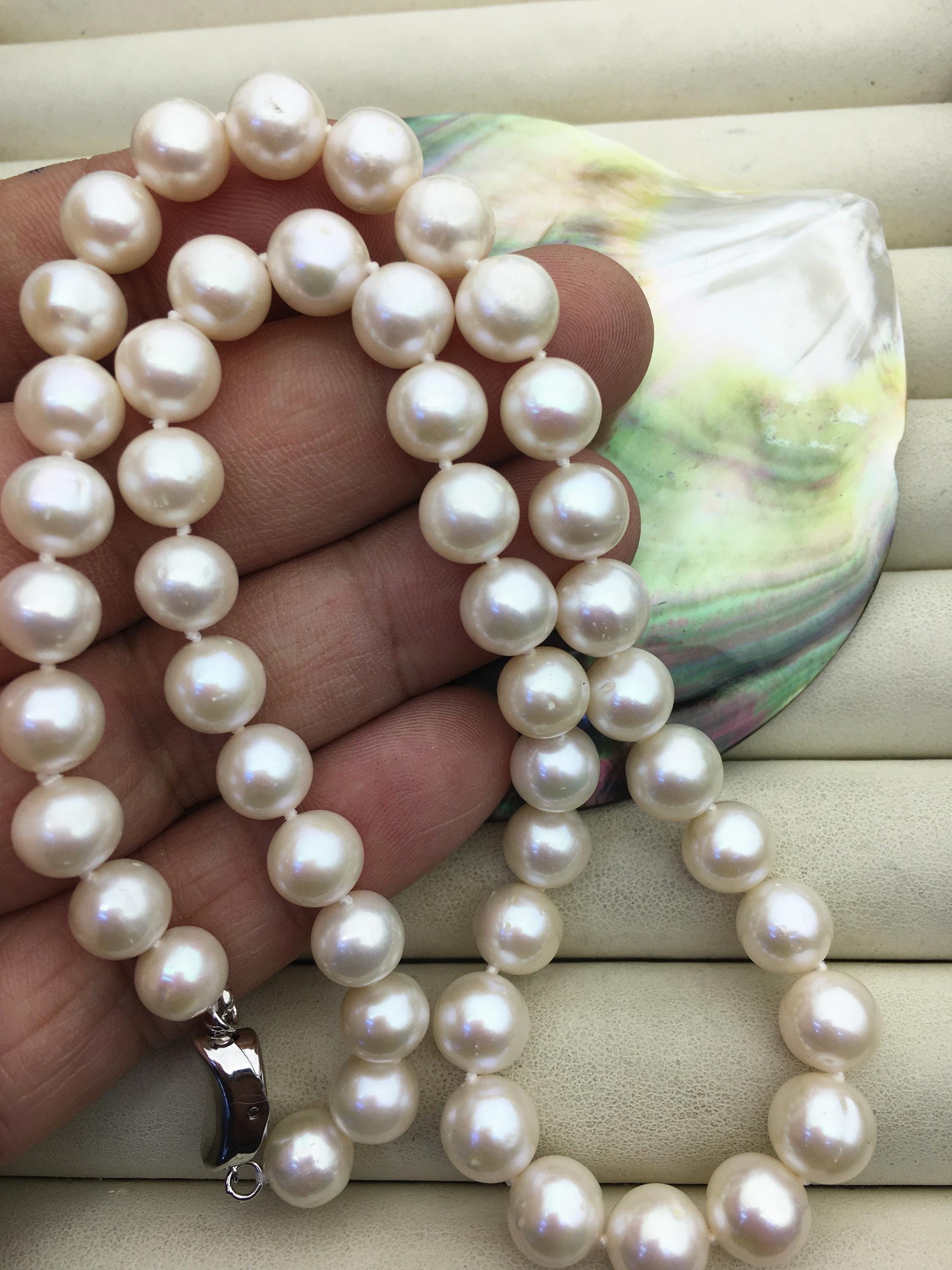 The Pearl Source Collana Lunga Con Perle D'acqua Dolce Bianche – Qualità AAA, 6,5-11 Mm, Chiusura In Argento 925, Regalo In Cofanetto