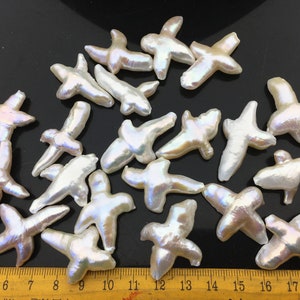 1pc AAA 20-25mm Fat Freshwater Pearl Loose Pearl Bead White Cross Pearl Loose Bead,no hole size,ZS-100-1