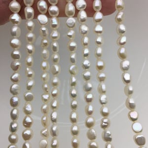 AAA 6-6.5 mm ホワイトナゲット淡水真珠、3A バロックパール、不規則なナゲット淡水真珠ストランド、LM6-3A-3
