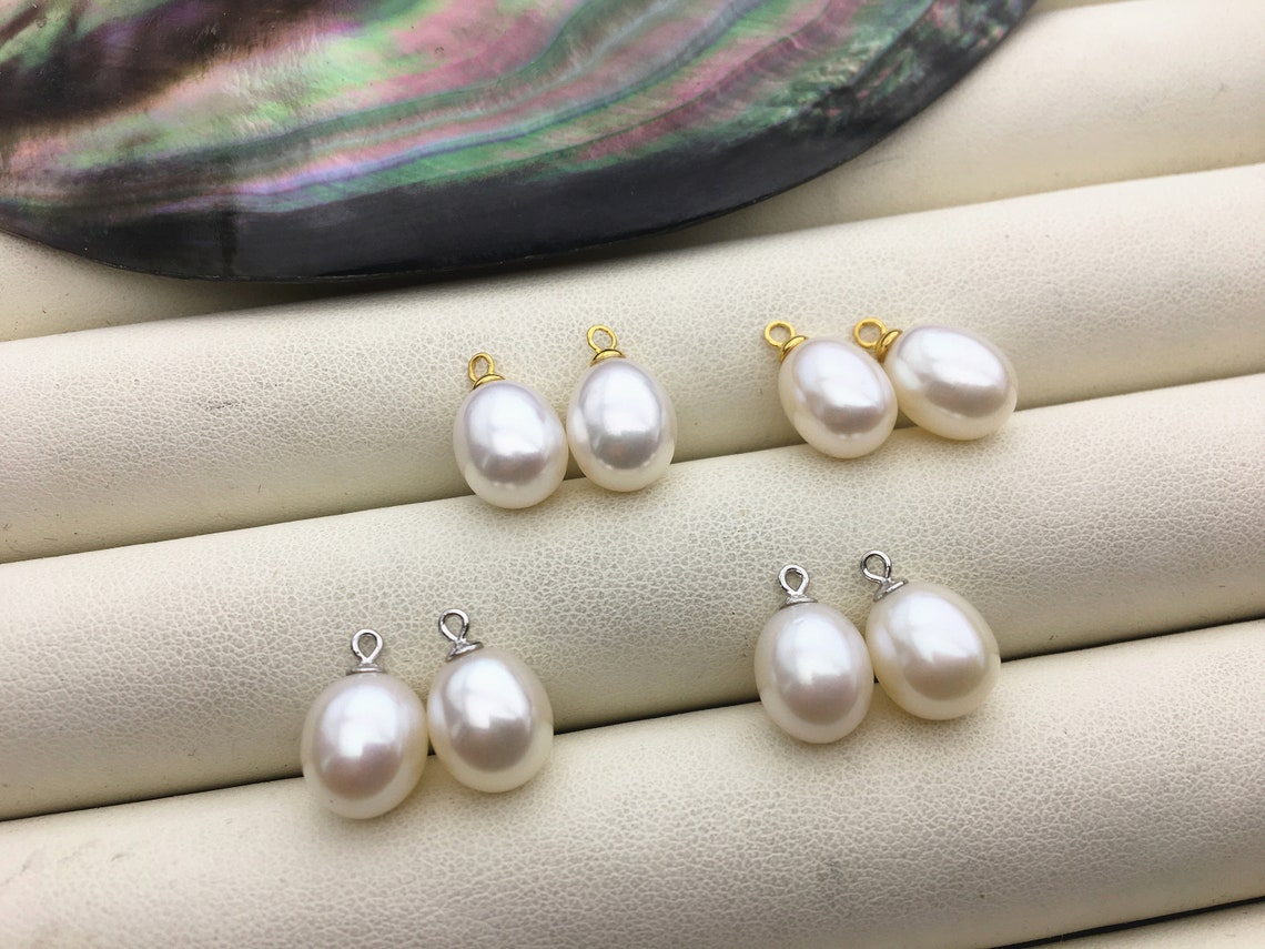 AAA 9mm White/gray Rice Pearl Dangle Earringss925 Sterling - Etsy