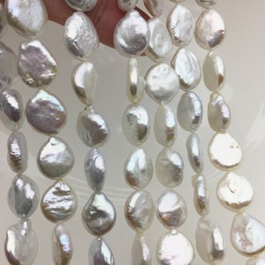 AA+ 11-13mm White Tail Coin freshwater pearls,diy bead,flat round pearl bead,COIN12-2A-2-14