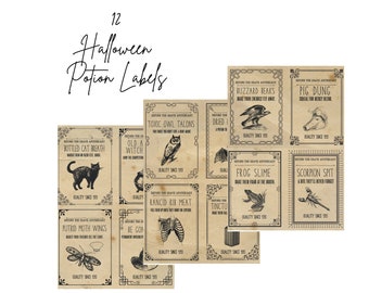 12 Halloween Apothecary Potion Poison Labels Instant Digital Download