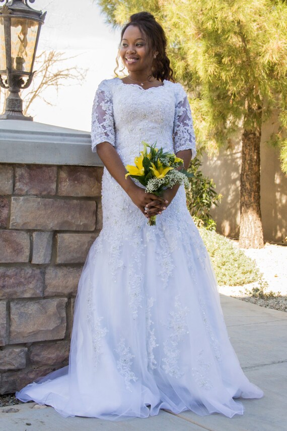 Modest Wedding Dress Lace Modest Wedding Dress With Sleeves Etsy