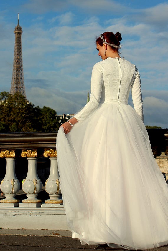 Modest Wedding Dress Tznius Modest Wedding Dress Custom Etsy