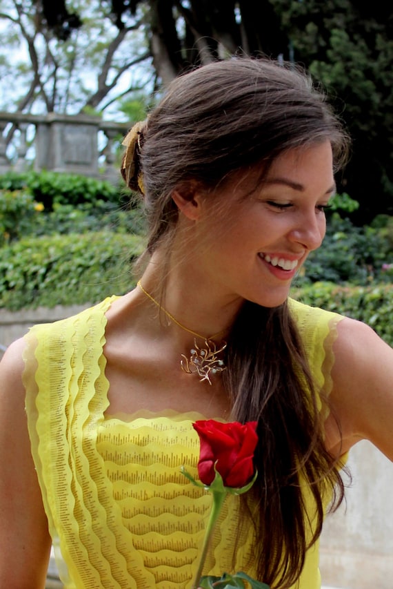 Belle 17 Necklace Beauty And The Beast Necklace Gold Etsy Belle 17 Necklace Beauty And The Beast Necklace Gold Etsy