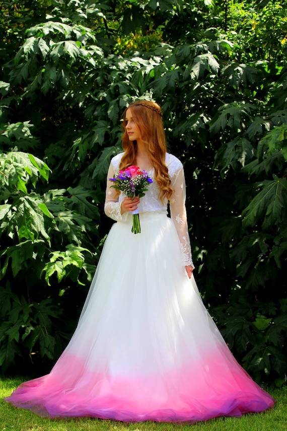 pink ombre wedding dress