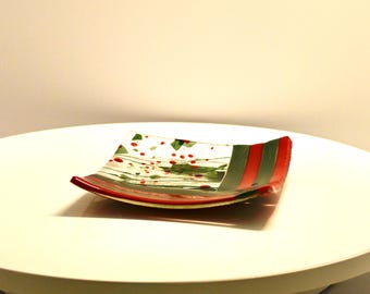 Fused Glass Holiday Splendor Glass Plate