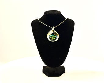 Fused Glass Dichroic "School of Fish" Pendant Necklace