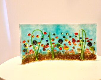 Handmade Fused Glass Ocean Art Panel
