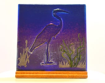 Fused Glass Midnight at the Pond