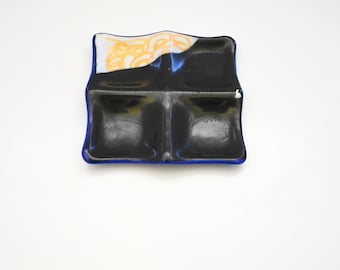 Fused Glass Artisan Dual-Compartment Serving Dish