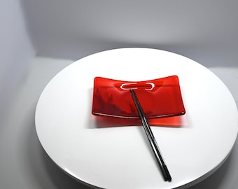 Fused Glass Elegant Red Sushi Dish