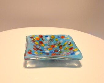 Fused  Glass Turquoise Murrine Decorative dish