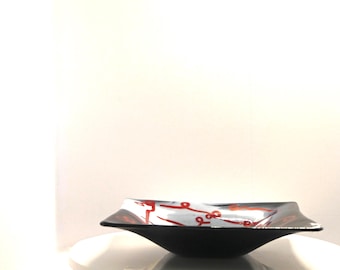 Fused Glass Abstract Art Glass Bowl