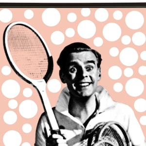 Tennis - Pop art of Ian Carmichael at The Old Chippentonian Tennis Club in the 1960 classic British comedy film School for Scoundrels