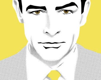 Sir Connery illustration inspired by iconic 1960s secret agents, part of the 1960s spies collection of pop art prints