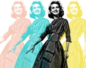 Four Aprils - Pop art of leading lady Janette Scott from the 1960 classic British comedy film School for Scoundrels