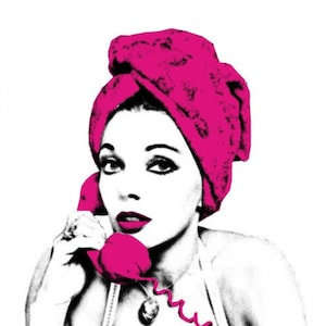 Joan Calling pop art, inspired by the iconic British actress, part of the Joan range of art prints