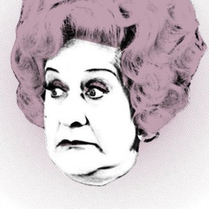 Mollie Sugden pop art print, part of the Funny Women pop art collection by Art & Hue, in 3 sizes and 18 colours. image 1