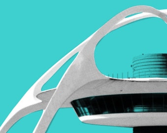 Theme Building at LAX Airport in Los Angeles Graphic Pop Art Print - Retro Jet Set Air Travel Architecture