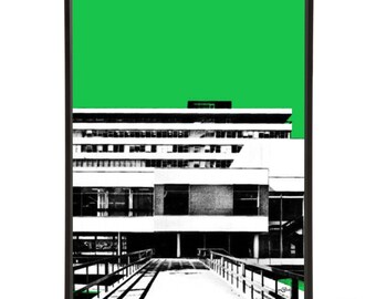 Pebble Mill Birmingham pop art print, part of the Studios pop art collection by Art & Hue, in 3 sizes and 18 colours.